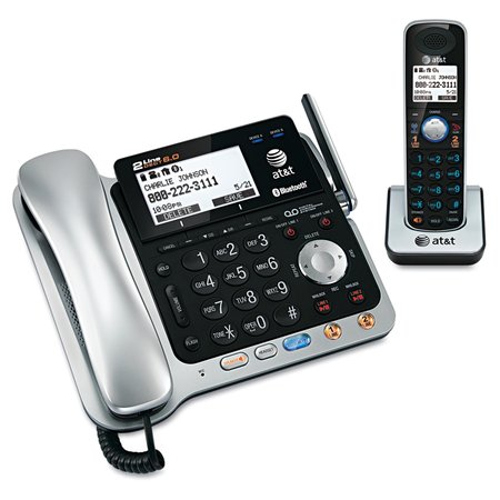 At&T Cord/Cordless Phone, 2 Line, Black/Silver TL86109